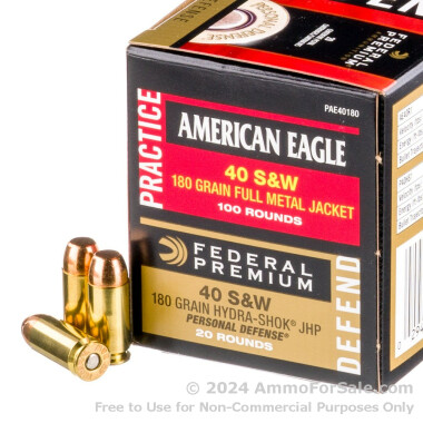 120 Rounds of 180gr FMJ .40 S&W Ammo by Federal American Eagle