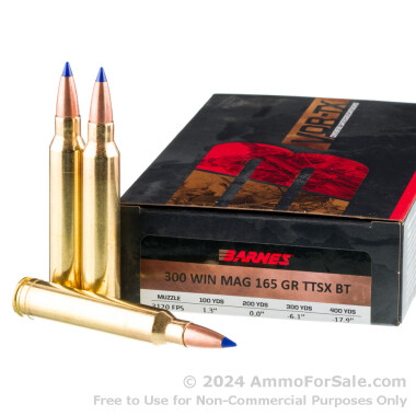 20 Rounds of 165gr TTSX .300 Win Mag Ammo by Barnes