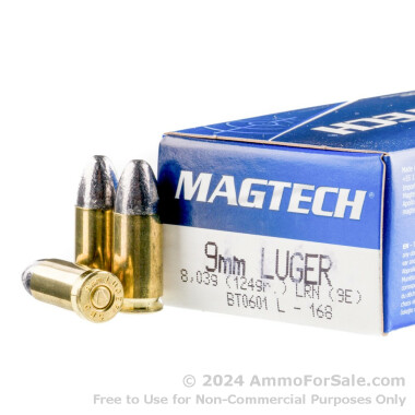 1000 Rounds of 124gr LRN 9mm Ammo by Magtech