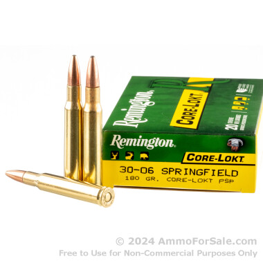 200 Rounds of 180gr PSP 30-06 Springfield Ammo by Remington Core-Lokt