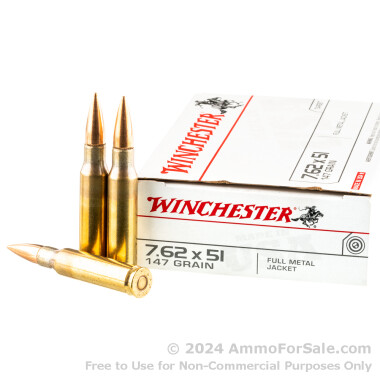 200 Rounds of 147gr FMJ 7.62x51mm Ammo by Winchester