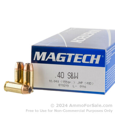 50 Rounds of 155gr JHP .40 S&W Ammo by Magtech