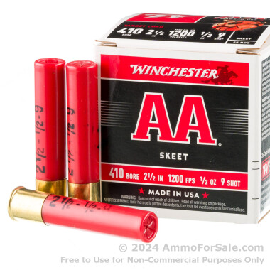 250 Rounds of 1/2 ounce #9 shot 410ga Ammo by Winchester