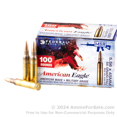 100 Rounds of 55gr FMJBT 5.56x45 Ammo by Federal