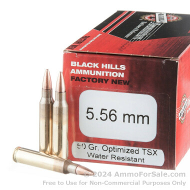 50 Rounds of 50gr TSX 5.56x45 Ammo by Black Hills Ammunition