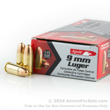 1000 Rounds of 115gr FMJ 9mm Ammo by Aguila