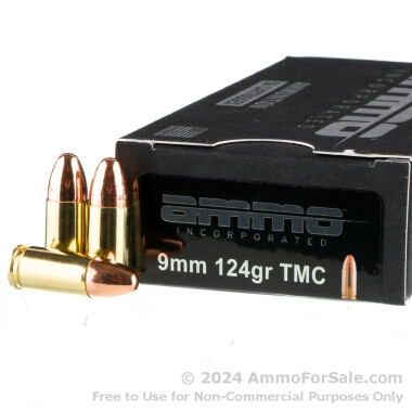50 Rounds of 124gr TMJ 9mm Ammo by Ammo Inc.