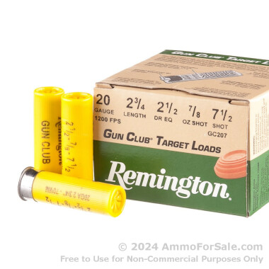 25 Rounds of 7/8 ounce #7 1/2 shot 20ga Ammo by Remington Gun Club Target Loads