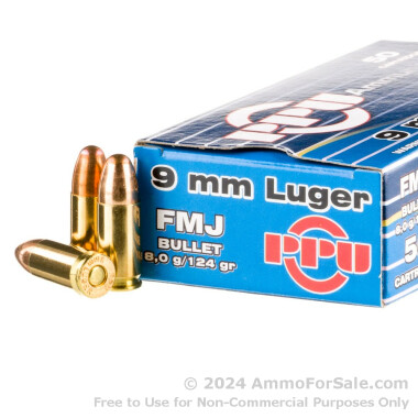 50 Rounds of 124gr FMJ 9mm Ammo by Prvi Partizan