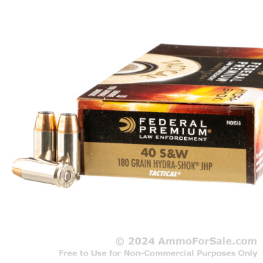 50 Rounds of 180gr JHP .40 S&W Ammo by Federal Hydra-Shok