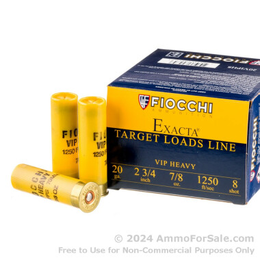 250 Rounds of 7/8 ounce #8 shot 20ga Ammo by Fiocchi Heavy
