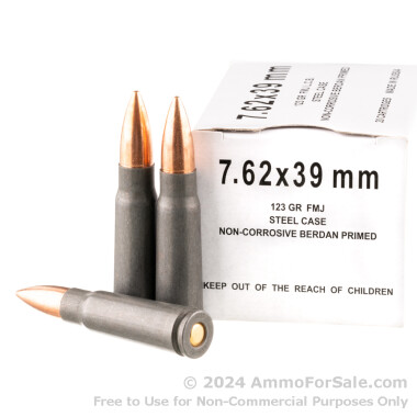1000 Rounds of 123gr FMJ 7.62x39mm Ammo by Wolf Generic