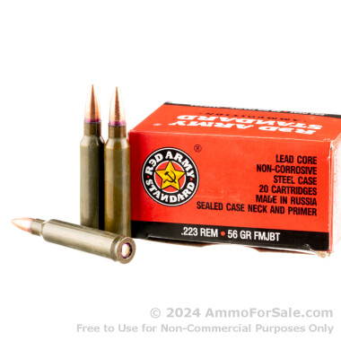 20 Rounds of 56gr FMJBT .223 Rem Ammo by Red Army Standard