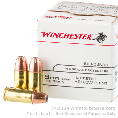 1000 Rounds of 115gr JHP 9mm Ammo by Winchester
