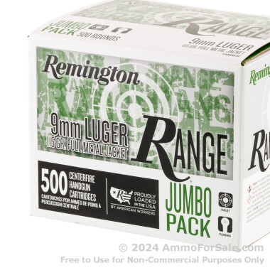 1000 Rounds of 115gr FMJ 9mm Ammo by Remington Range