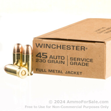 50 Rounds of 230gr FMJ .45 ACP Ammo by Winchester Service Grade