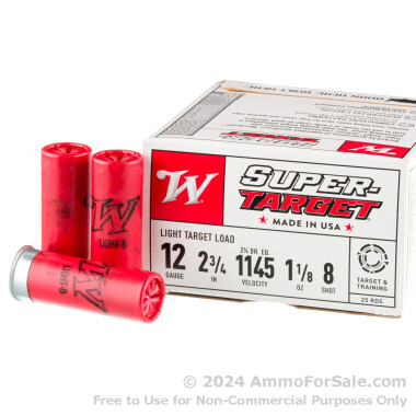 25 Rounds of 1 1/8 ounce #8 shot 12ga Ammo by Winchester Super-Target