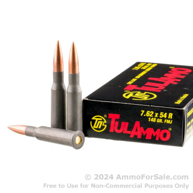 20 Rounds of 148gr FMJ 7.62x54r Ammo by Tula
