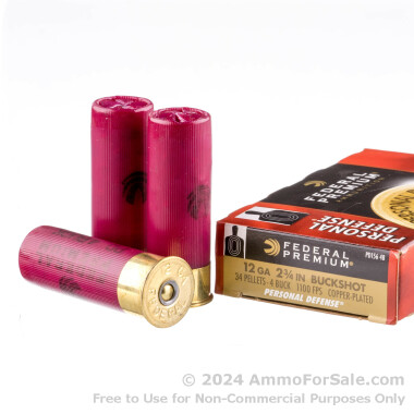 5 Rounds of #4 Buck 12ga Ammo by Federal Personal Defense