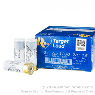 250 Rounds of 7/8 ounce #7.5 Shot 12ga Ammo by Rio Target Load Light