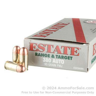 50 Rounds of 95gr FMJ .380 ACP Ammo by Estate Cartridge