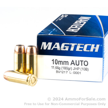 50 Rounds of 180gr JHP 10mm Ammo by Magtech