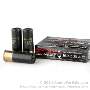 5 Rounds of 00 Buck 12ga Ammo by Winchester Double-X 2 3/4"