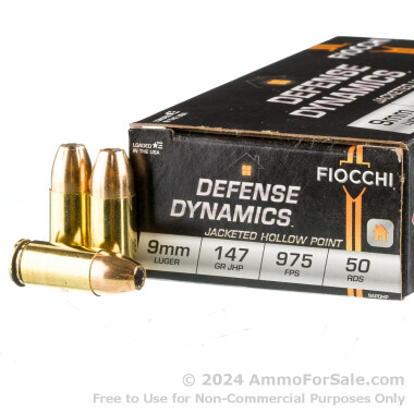 50 Rounds of 147gr JHP 9mm Ammo by Fiocchi