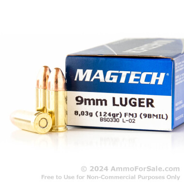 50 Rounds of 124gr FMJ 9mm Ammo by Magtech