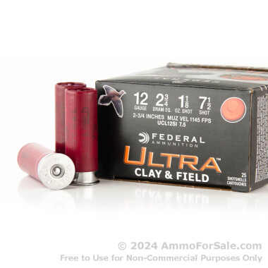 250 Rounds of 1 1/8 ounce #7 1/2 shot 12ga Ammo by Federal Ultra