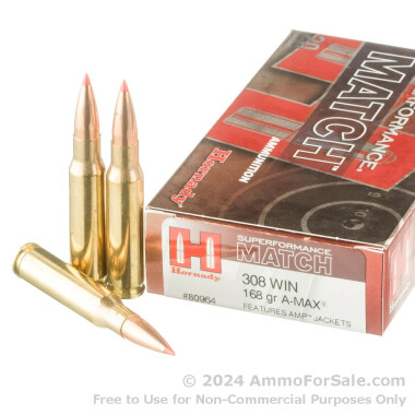 20 Rounds of 168gr Polymer Tipped .308 Win Ammo by Hornady Superformance Match