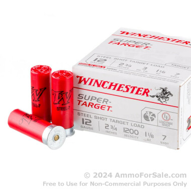 250 Rounds of 1 1/8 ounce #7 Shot (Steel) 12ga Ammo by Winchester Super-Target