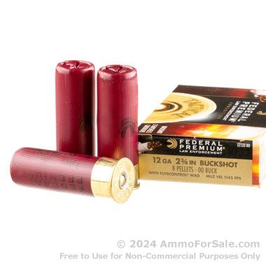 5 Rounds of  00 Buck 12ga Ammo by Federal LE Tactical with 8 Pellets