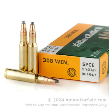 20 Rounds of 150gr SPCE .308 Win Ammo by Sellier & Bellot