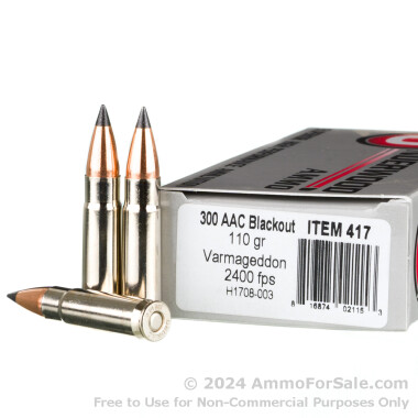 20 Rounds of 110gr Polymer Tip .300 AAC Blackout Ammo by Underwood