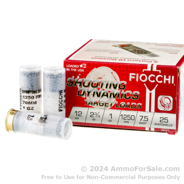 250 Rounds of 1 ounce #7 1/2 shot 12ga Ammo by Fiocchi Shooting Dynamics 1,250 fps