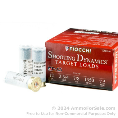 250 Rounds of 7/8 ounce #7 1/2 shot 12ga Ammo by Fiocchi