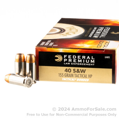 50 Rounds of 155gr JHP .40 S&W Ammo by Federal Tactical Bonded