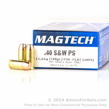 50 Rounds of 180gr FMJ .40 S&W Ammo by Magtech