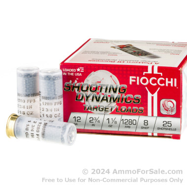 250 Rounds of Bulk 1 1/8 ounce #8 shot 12ga Ammo by Fiocchi Shooting Dynamics