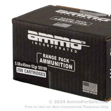 200 Rounds of 62gr FMJ SS109 5.56x45 Ammo by Ammo Inc.