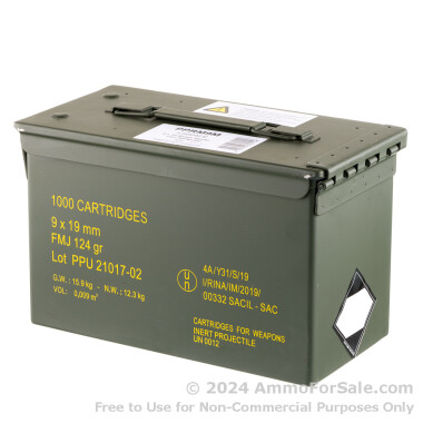 1000 Rounds of 124gr FMJ 9mm Ammo in Ammo Can by Prvi Partizan