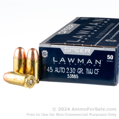 50 Rounds of 230gr TMJ .45 ACP Ammo by Speer Lawman Clean-Fire