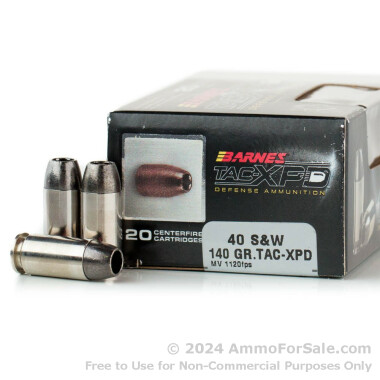 20 Rounds of 140gr TAC-XP .40 S&W Ammo by Barnes