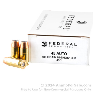 50 Rounds of 185gr JHP .45 ACP Ammo by Federal