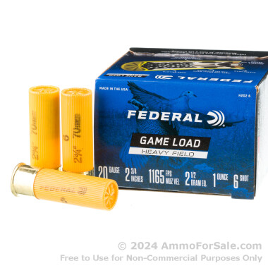 250 Rounds of  #6 shot 20ga Ammo by Federal