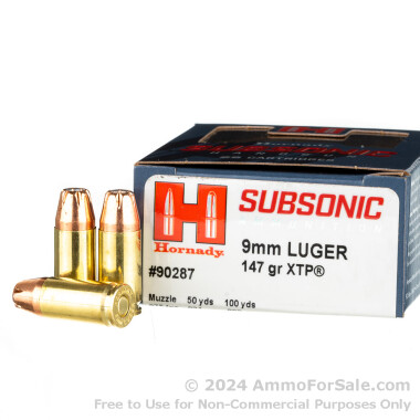 250 Rounds of 147gr XTP JHP 9mm Ammo by Hornady