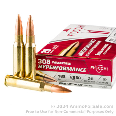 20 Rounds of 168gr HPBT MatchKing .308 Win Ammo by Fiocchi