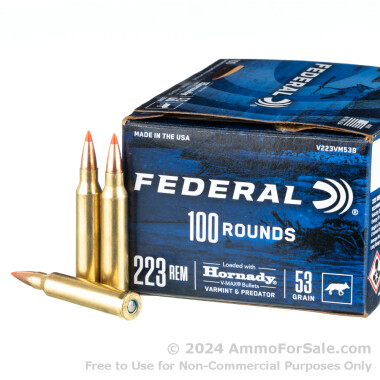 100 Rounds of 53gr V-MAX .223 Ammo by Federal