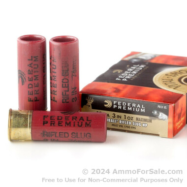 5 Rounds of 1 ounce Rifled Slug 12ga Ammo by Federal TruBall 3"